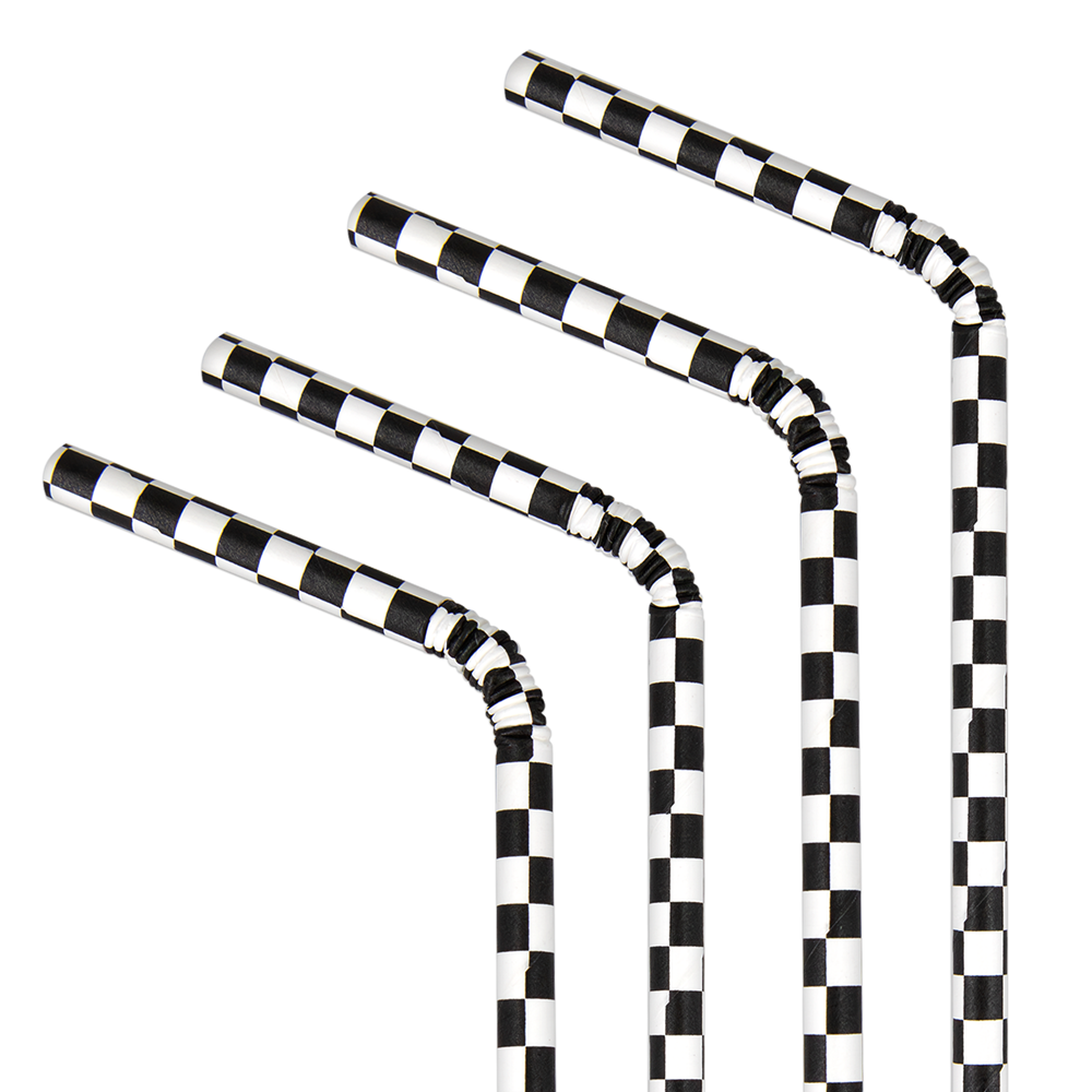 10 pailles damier noires et balnches