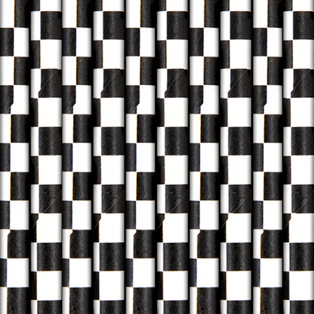 10 pailles damier noires et...