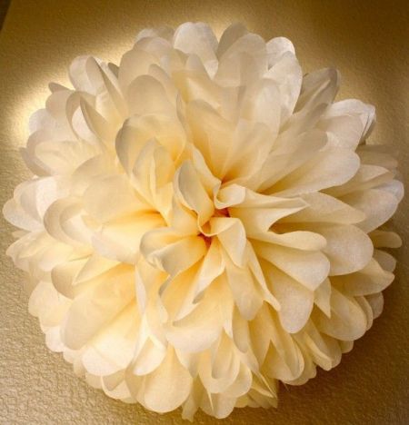 Pompon en papier crème - 25cm