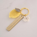 Porte-clé en crochet citron + médaille personnalisable