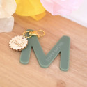 Porte-clé lettre + médaille bois personnalisable "green"