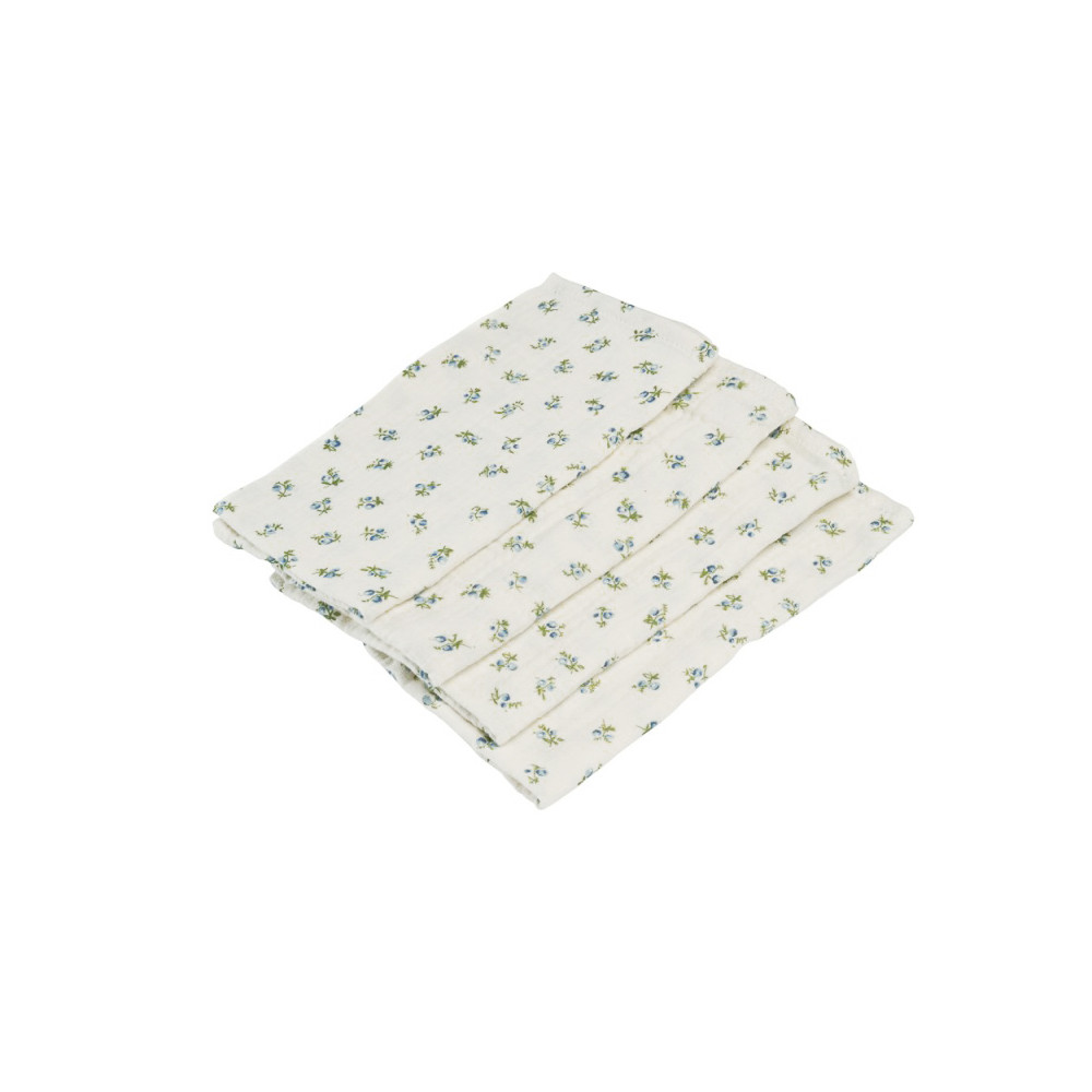 4 serviettes en gaze de coton "petites fleurs"