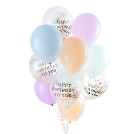 12 ballons pastel "Happy...