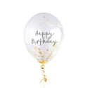 5 ballons confettis dorés "Happy birthday"