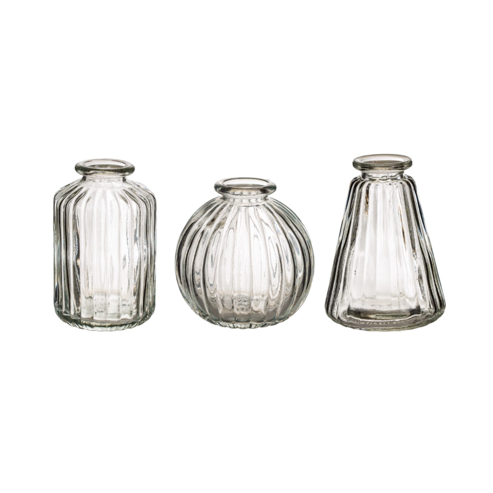 3 vases en verre "transparent" - 9.5 cm