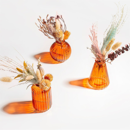 3 vases en verre "ambre" -...
