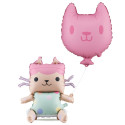 2 Ballons mylar Bébé Boîte et chat "Gabby et la maison magique"