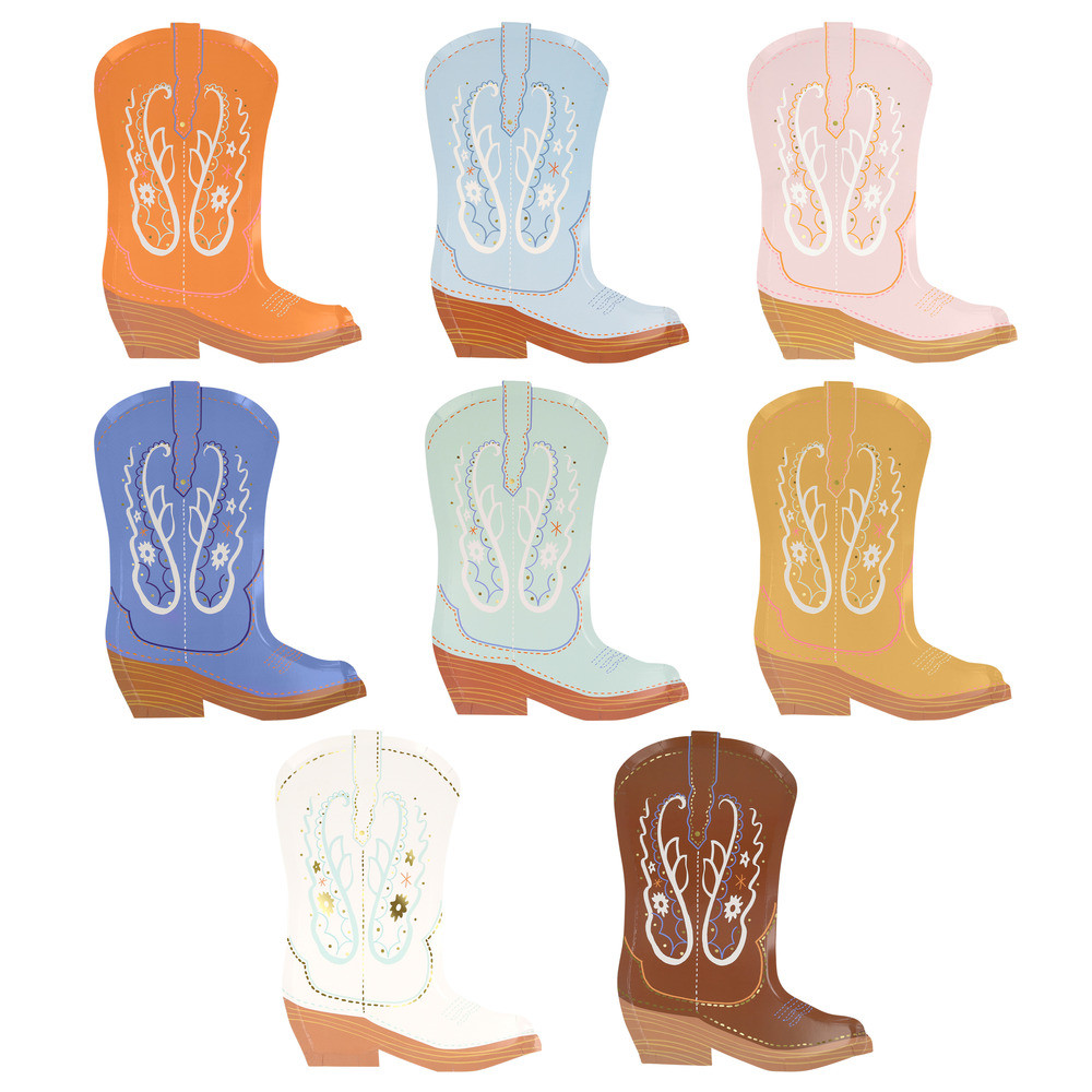 8 assiettes bottes "Western" - 27 cm