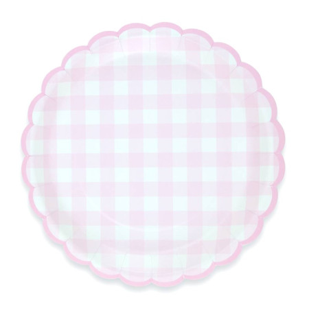 8 assiettes "vichy rose...