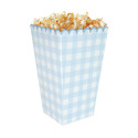 8 pots à popcorn "vichy bleu pastel"