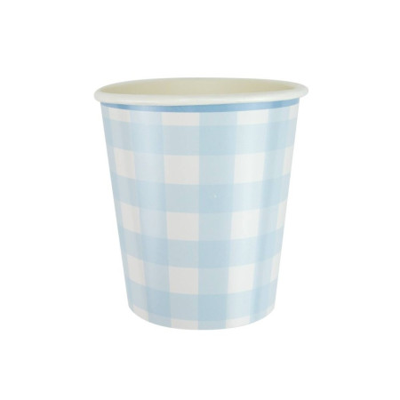 8 gobelets "vichy bleu pastel"