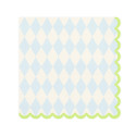 20 serviettes "losanges bleu pastel" - 16.5 cm