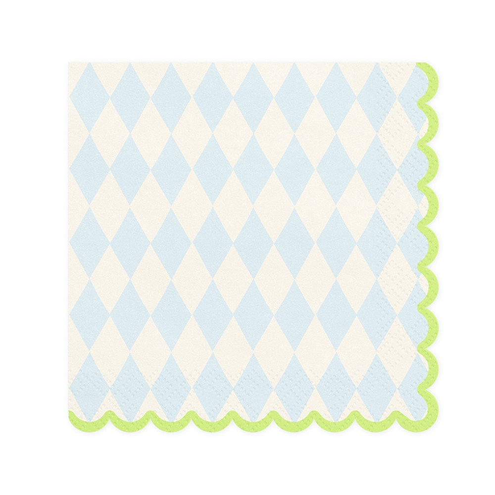 20 serviettes "losanges bleu pastel" - 16.5 cm