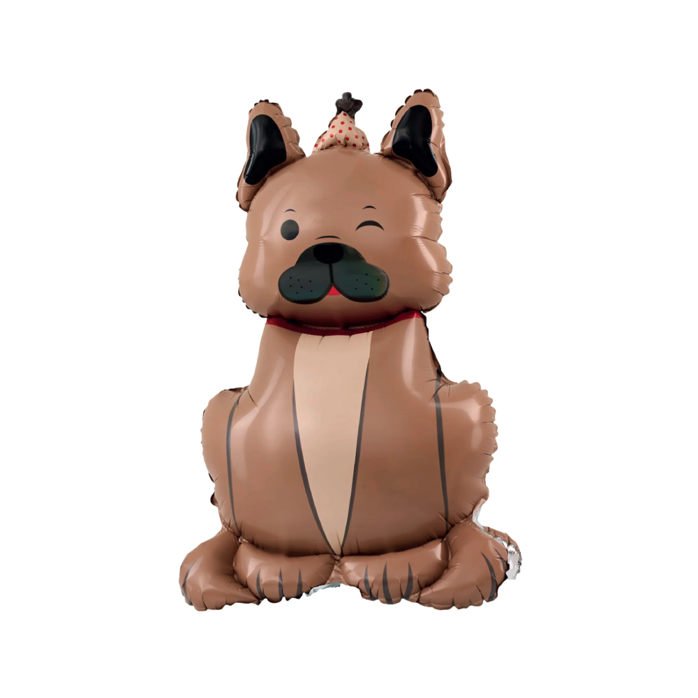 Ballon mylar sur pied "chien bulldog" - 98 cm