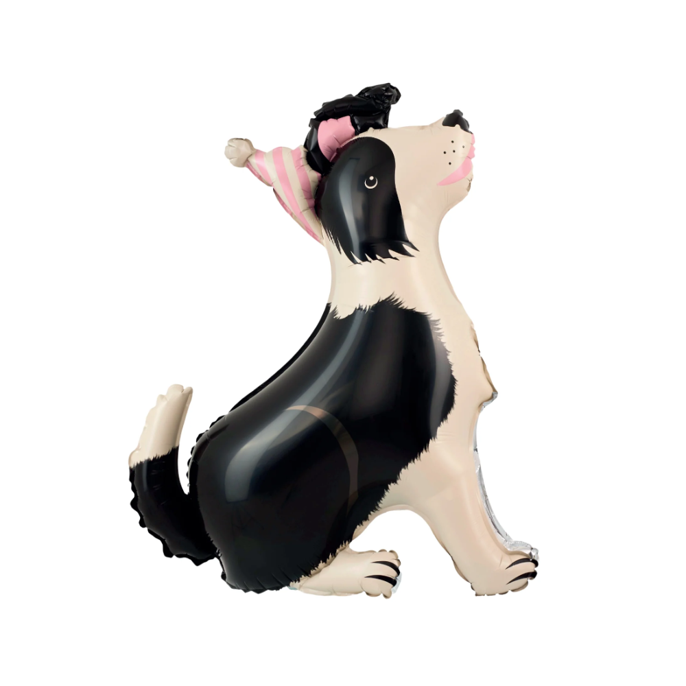 Ballon mylar sur pied "chien border collie" - 92 cm