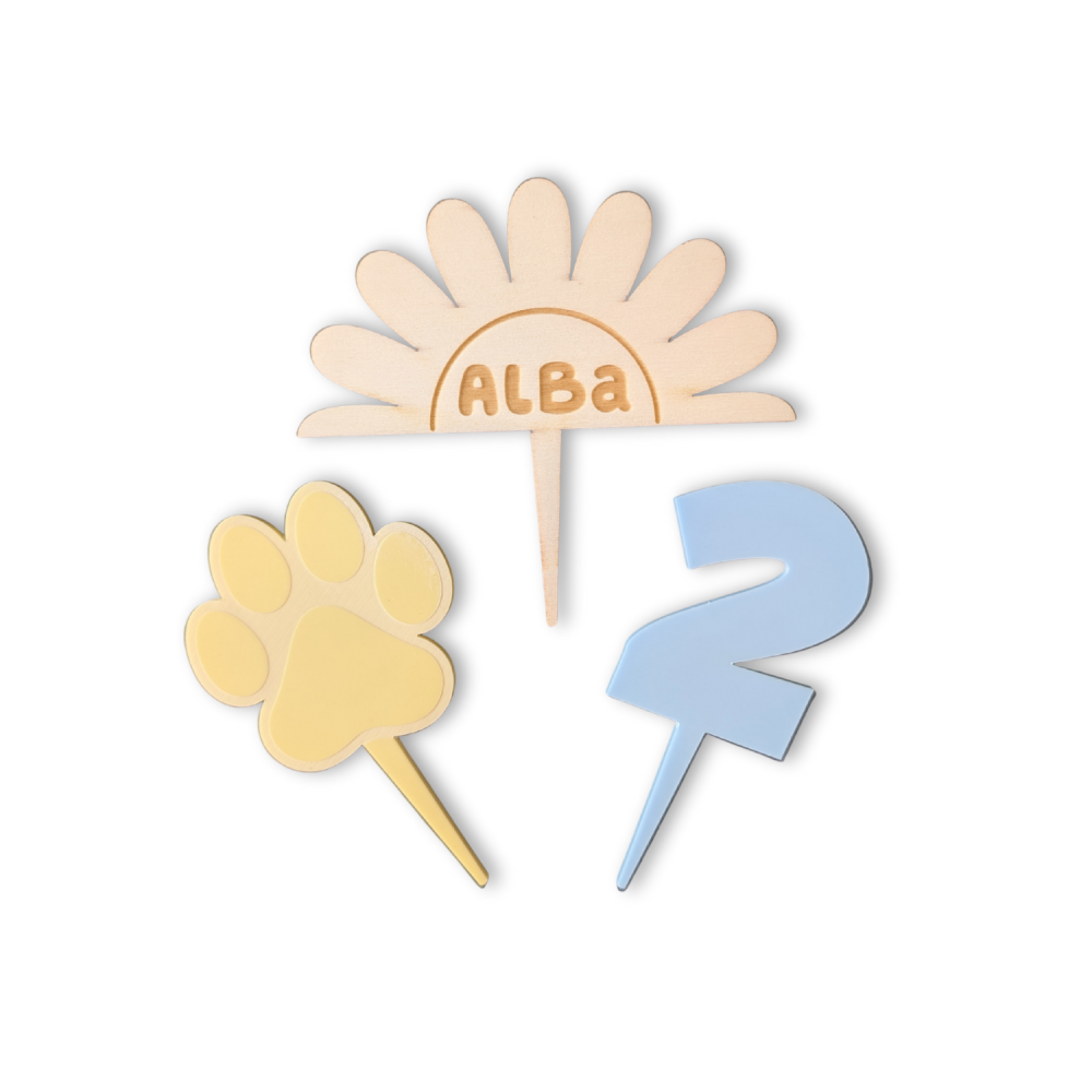 Pics à gâteaux personnalisés "Bluey"