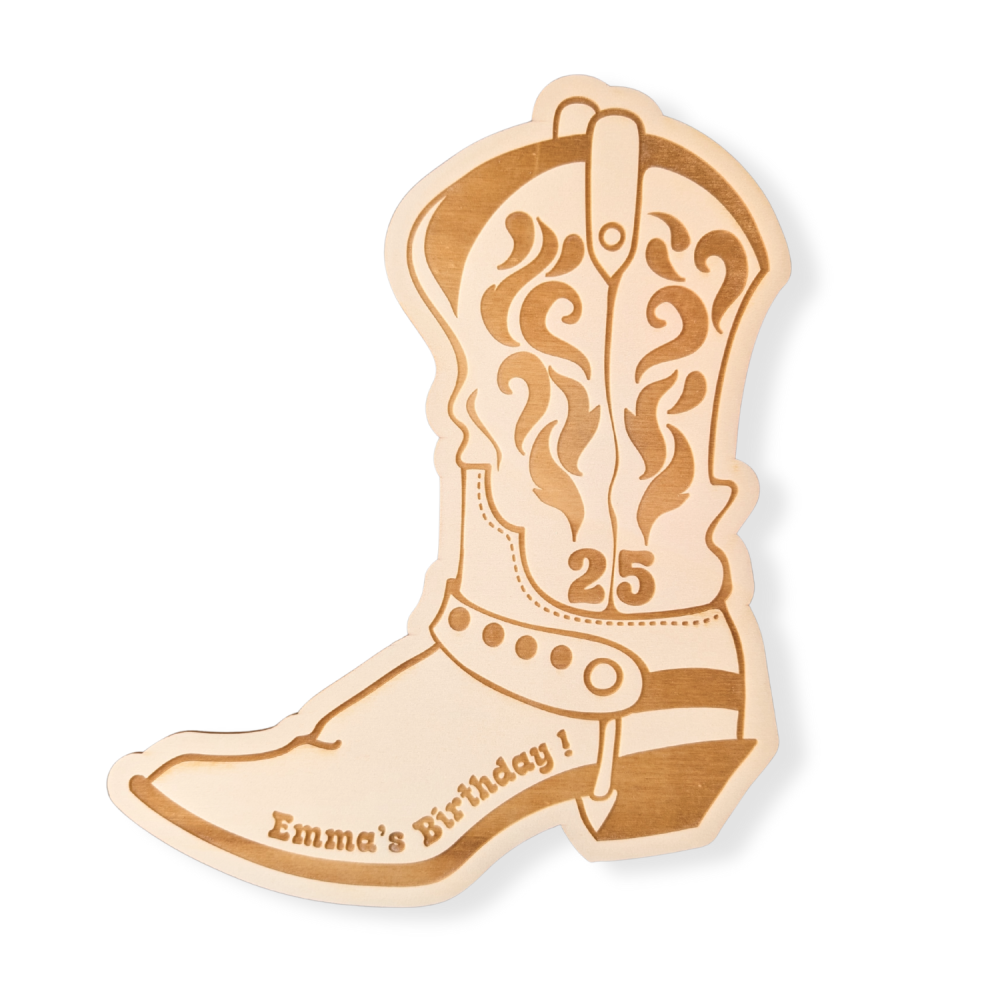 Panneau en bois personnalisée "Botte de Cowboy" - 30 cm