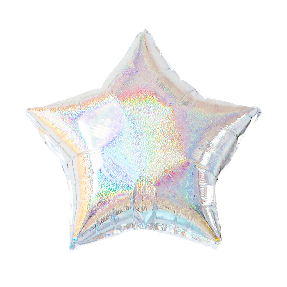 Ballon étoile argent irisé - 45 cm