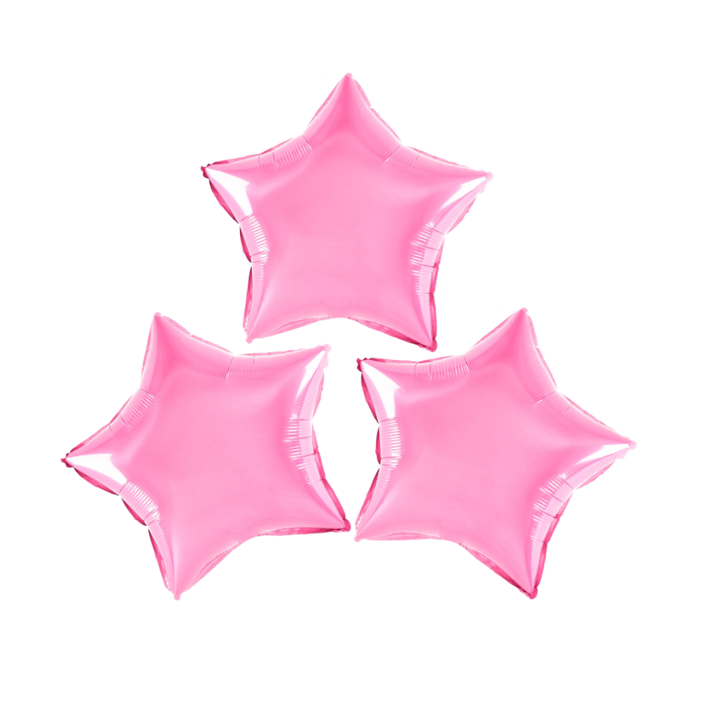 3 minis ballons étoile rose vif - 45 cm