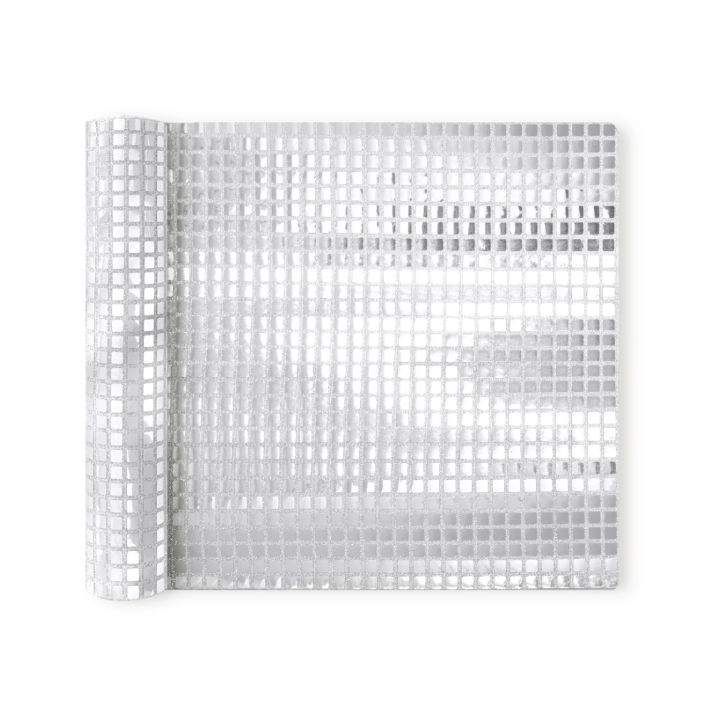 2.75 m chemin de table paillettes argentées - 28 cm