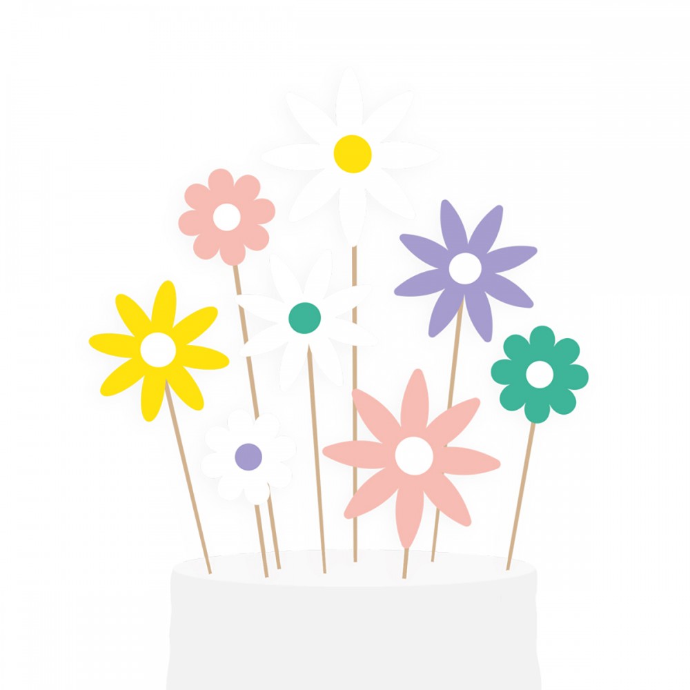 7 pics à gâteaux pastel "fleurs"