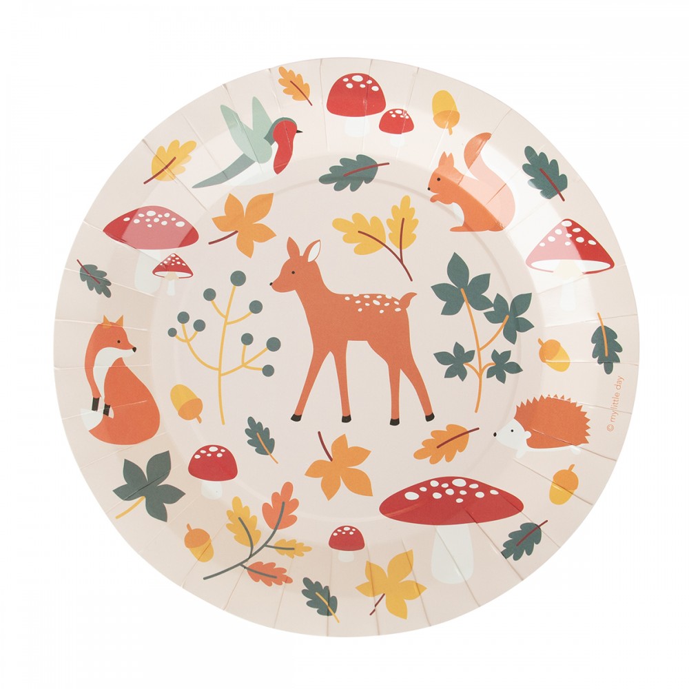8 assiettes "animaux de la forêt" - 22 cm