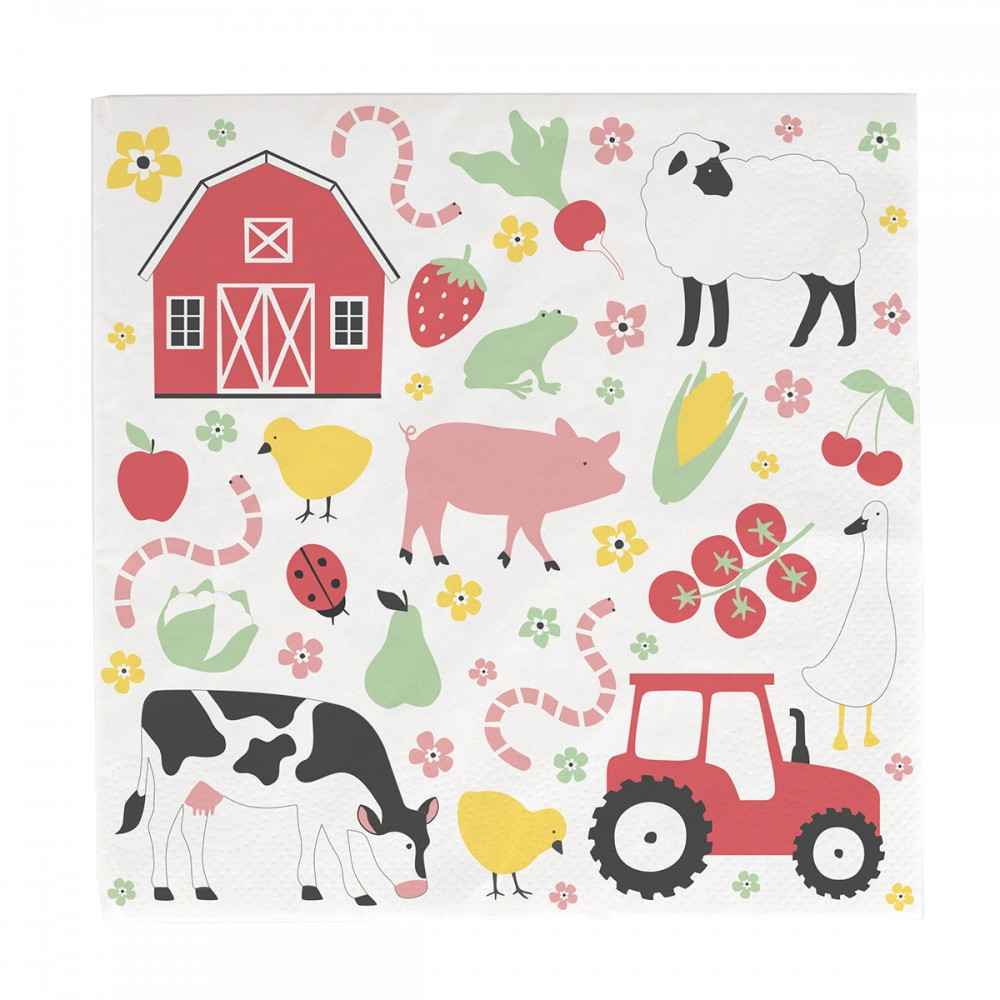 20 serviettes "animaux de la ferme" - 16.5 cm