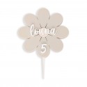 Cake topper personnalisable en plexiglas âge + prénom "Marguerite"