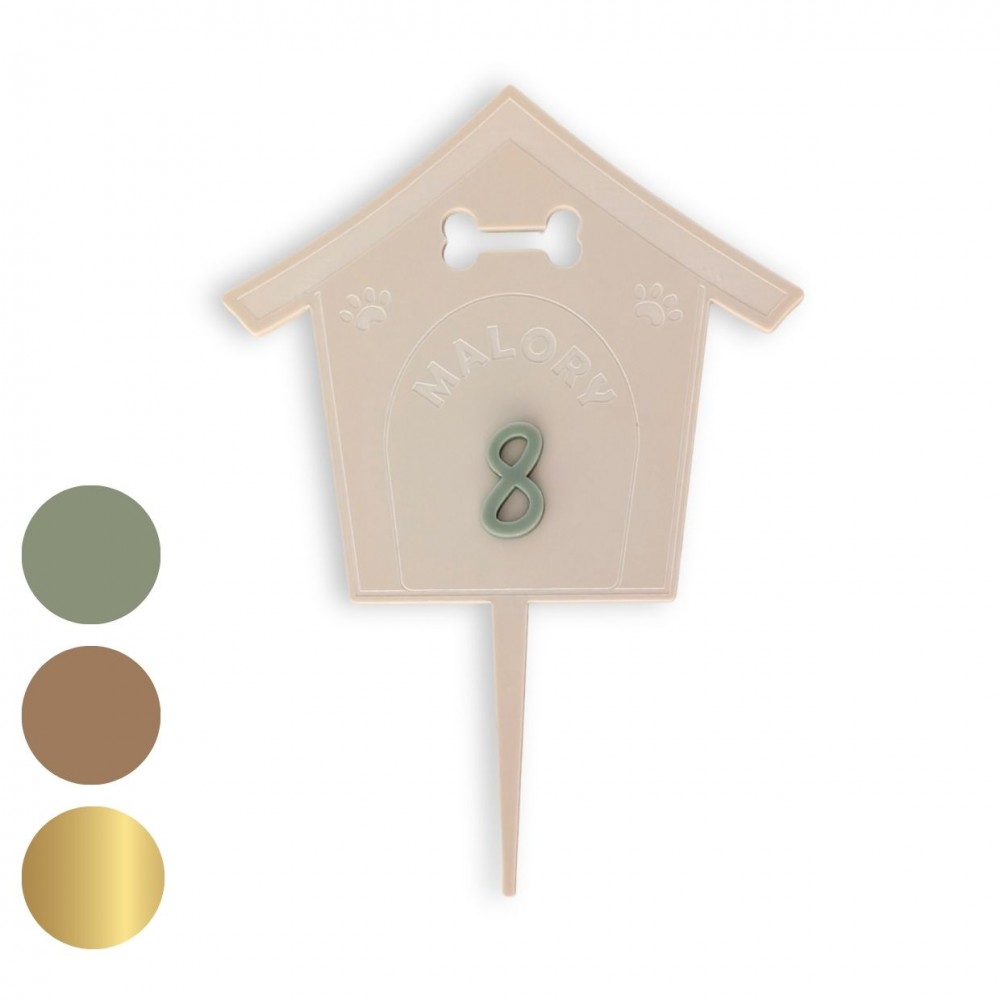 Cake topper personnalisable en plexiglas âge + prénom "Chien"