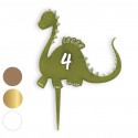 Cake topper personnalisable en plexiglas âge + prénom "Dinosaure"