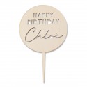 Cake topper personnalisable en bois "rond HB"
