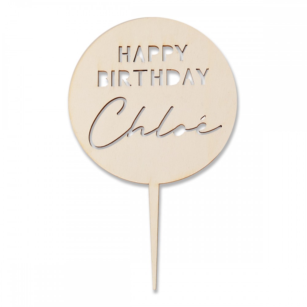 Cake topper personnalisable en bois "rond HB"
