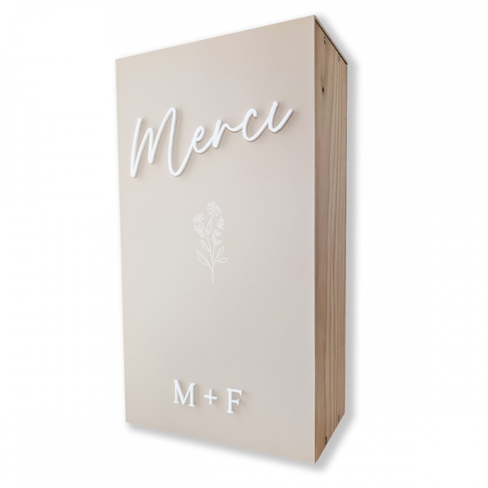 Urne de mariage personnalisable plexiglas sable "Fleur"