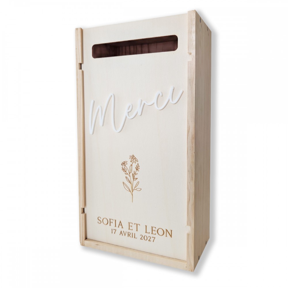 Urne personnalisable bois "Merci"