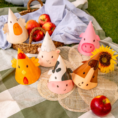 6 chapeaux de fête "animaux...