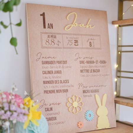 Panneau 1 an en bois...