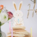 Cake topper personnalisable en plexiglas âge + prénom "Lapin"