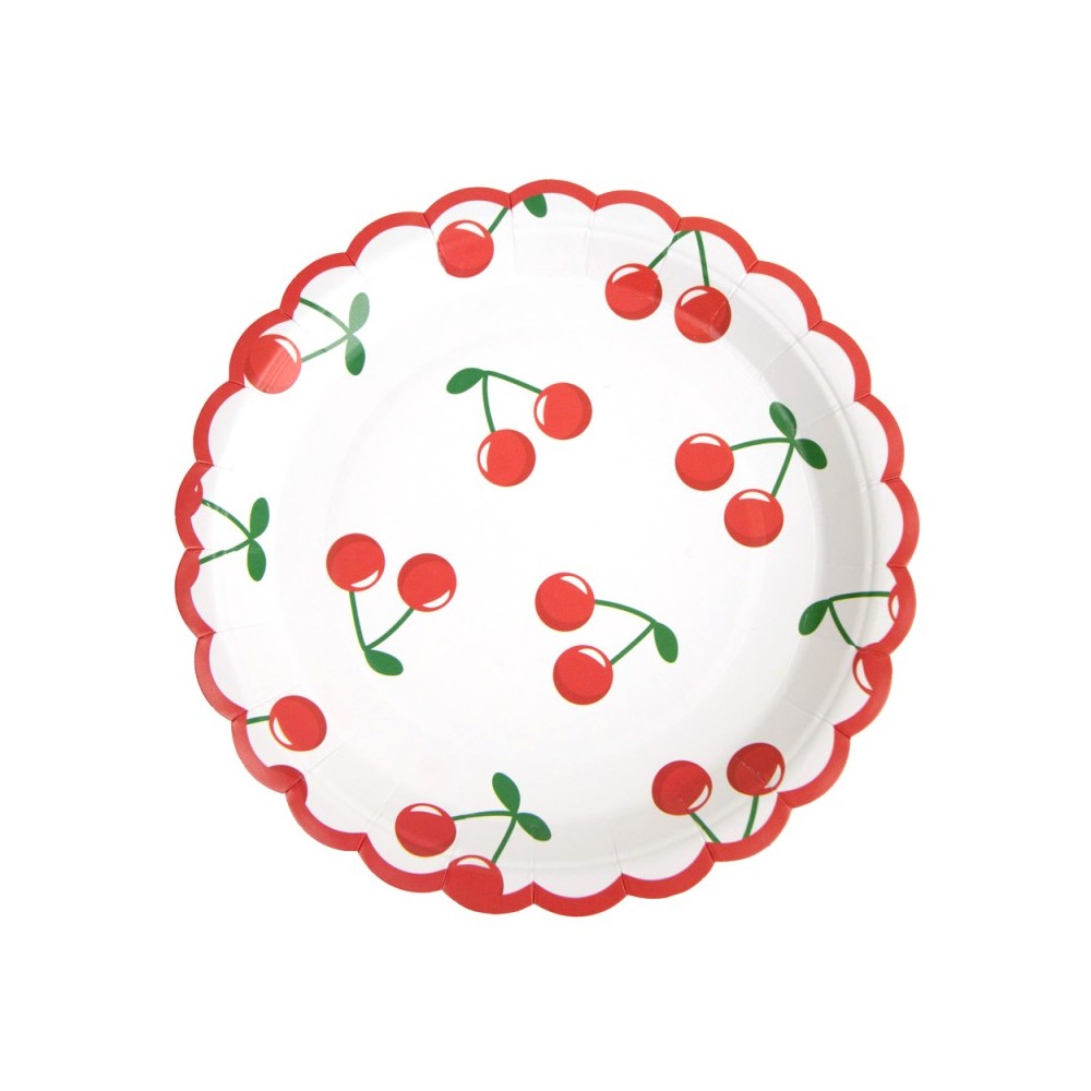 8 assiettes "cherry party" - 18 cm