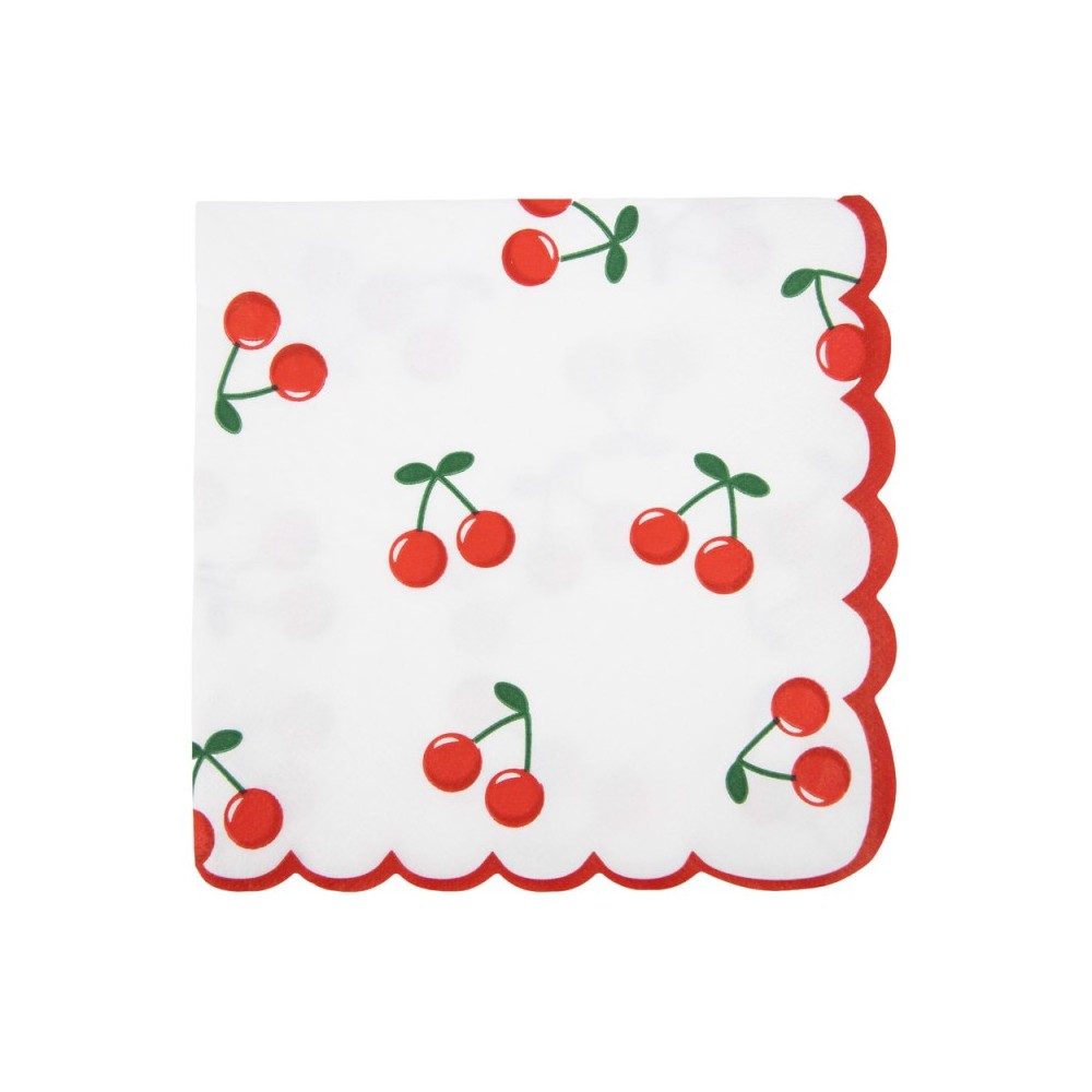 16 serviettes "cherry party" - 18 cm