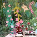 Guirlande de fleurs en papier pastel - 3 m