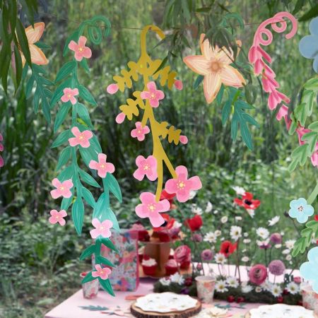 Guirlande de fleurs en papier pastel - 3 m