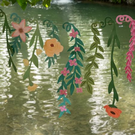 Guirlande de fleurs en papier pastel - 3 m