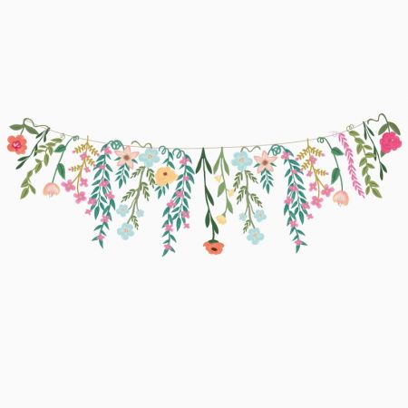 Guirlande de fleurs en papier pastel - 3 m