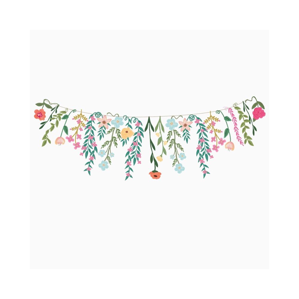 Guirlande de fleurs en papier pastel - 3 m