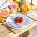8 assiettes bleues "fleur" - 18 cm