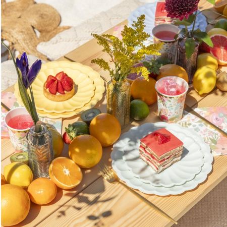 8 assiettes menthe "fleur" - 18 cm
