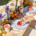 6 assiettes bleues "fleur" - 23 cm