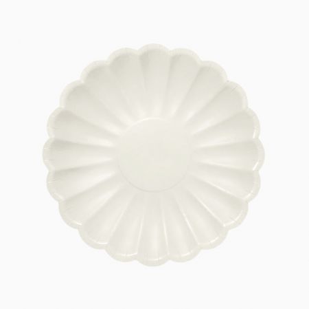 6 assiettes blanc cassé "fleur" - 23 cm