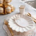 6 assiettes blanc cassé "fleur" - 23 cm