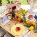 8 assiettes jaune "fleur" - 18 cm